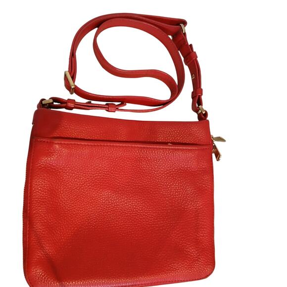 Fossil Pebbled Leather Expandable Crossbody Bag- Red - Picture 10 of 15